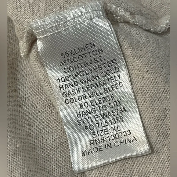 Umgee Boho XL linen-blend sheer sleeves with gold threads wide neck GUC - Picture 6 of 7